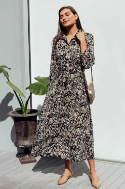Maxi Dresses<Slate the Label Bonnie Black Swirl Midi Dress