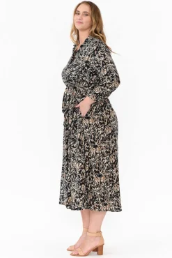 Maxi Dresses<Slate the Label Bonnie Black Swirl Midi Dress