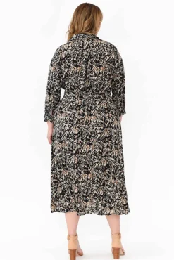 Maxi Dresses<Slate the Label Bonnie Black Swirl Midi Dress