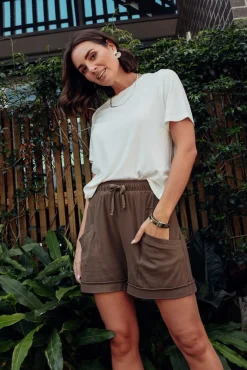 Shorts<Lou Lou Bowie Chocolate Ribbed Bamboo Short