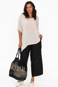 Pants<Tirelli Bradie Black Cotton Wide Leg Pant