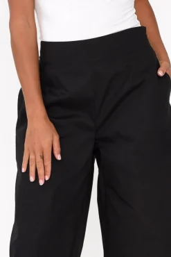 Pants<Tirelli Bradie Black Cotton Wide Leg Pant