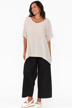 Pants<Tirelli Bradie Black Cotton Wide Leg Pant