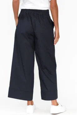 Pants<Tirelli Bradie Navy Cotton Wide Leg Pant