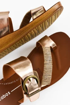 Flat Sandals<Los Cabos Bria Rose Gold Metallic Slide