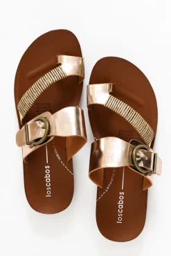 Flat Sandals<Los Cabos Bria Rose Gold Metallic Slide