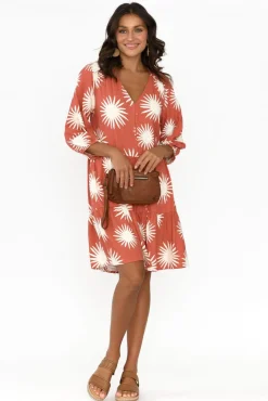 Above Knee Dresses<Label Of Love Bridie Rust Flower Tier Dress