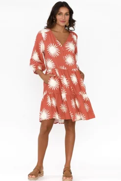 Above Knee Dresses<Label Of Love Bridie Rust Flower Tier Dress