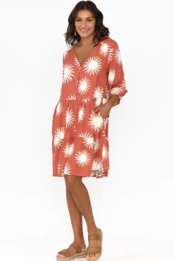 Above Knee Dresses<Label Of Love Bridie Rust Flower Tier Dress