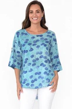 Cotton Tops<Wishstone Brie Blue Cherry Cotton Blend Top