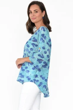 Cotton Tops<Wishstone Brie Blue Cherry Cotton Blend Top