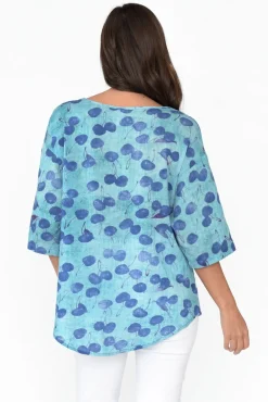 Cotton Tops<Wishstone Brie Blue Cherry Cotton Blend Top