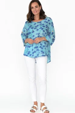 Cotton Tops<Wishstone Brie Blue Cherry Cotton Blend Top