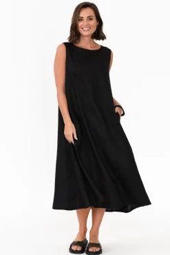 Linen Dresses<Tirelli Brielle Black Linen Dress