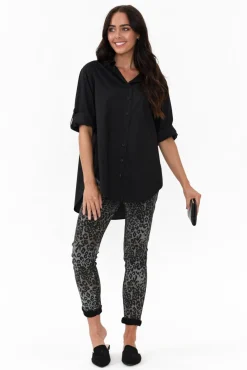Pants<Threadz Brody Black Leopard Reversible Stretch Pant