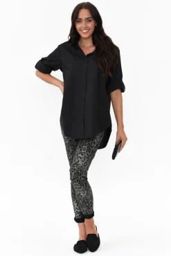 Pants<Threadz Brody Black Leopard Reversible Stretch Pant