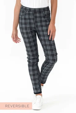 Pants<Threadz Brody Navy Check Reversible Stretch Pant
