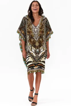 Above Knee Dresses<Fashion Spectrum Brown Cheetah Silk Kaftan