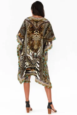 Above Knee Dresses<Fashion Spectrum Brown Cheetah Silk Kaftan