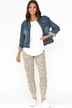 Pants<One Ten Willow Brown Leopard Cotton Everyday Tie Pant