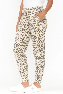 Pants<One Ten Willow Brown Leopard Cotton Everyday Tie Pant