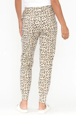 Pants<One Ten Willow Brown Leopard Cotton Everyday Tie Pant