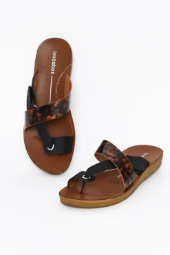 Slides<Los Cabos Bry Black Tortoise Multi Strap Slide