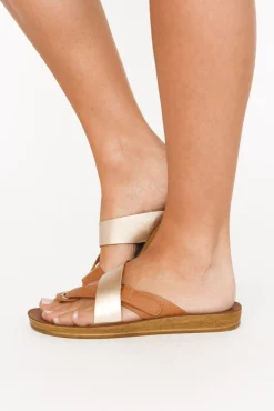 Slides<Los Cabos Bry Gold Tan Multi Strap Slide