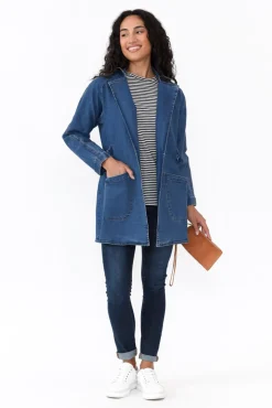 Jackets<Betty Basics Brynn Blue Denim Tie Waist Coat