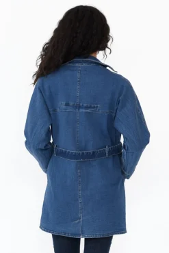 Jackets<Betty Basics Brynn Blue Denim Tie Waist Coat