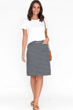 Skirts<Foil Brynn Navy Check Cotton Blend Skirt