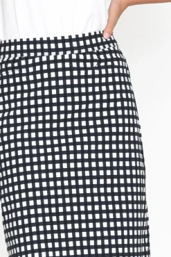 Skirts<Foil Brynn Navy Check Cotton Blend Skirt