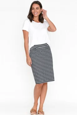 Skirts<Foil Brynn Navy Check Cotton Blend Skirt