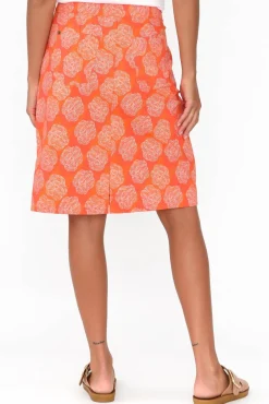 Skirts<Foil Brynn Orange Spot Cotton Blend Skirt
