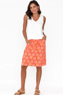Skirts<Foil Brynn Orange Spot Cotton Blend Skirt