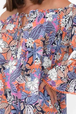 Sleeved Tops<New U Collection Budapest Purple Fern Off Shoulder Top