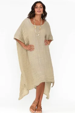 Linen Dresses<Rustic Linen Buffy Natural Linen Kaftan