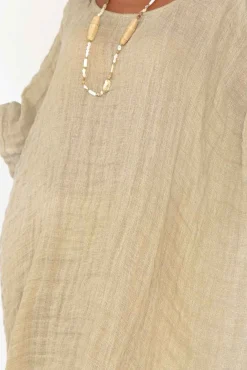 Linen Dresses<Rustic Linen Buffy Natural Linen Kaftan