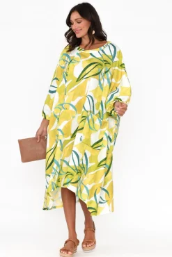 Linen Dresses<Tirelli Burnett Yellow Garden Linen Pocket Dress