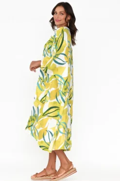 Linen Dresses<Tirelli Burnett Yellow Garden Linen Pocket Dress