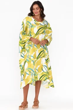 Linen Dresses<Tirelli Burnett Yellow Garden Linen Pocket Dress