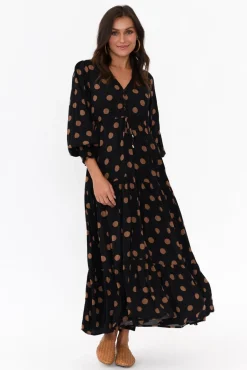 Maxi Dresses<Silver Wishes Butler Black Spot Tie Maxi Dress