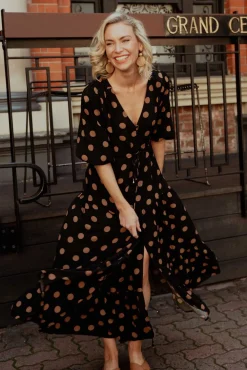 Maxi Dresses<Silver Wishes Butler Black Spot Tie Maxi Dress