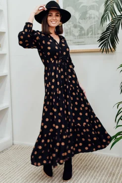 Maxi Dresses<Silver Wishes Butler Black Spot Tie Maxi Dress