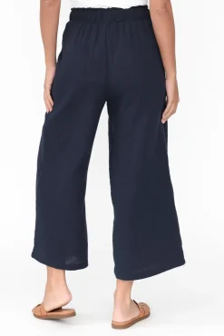 Pants<Threadz Byron Navy Cotton Pocket Pant