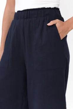 Pants<Threadz Byron Navy Cotton Pocket Pant