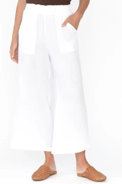 Pants<Threadz Byron White Cotton Pocket Pant
