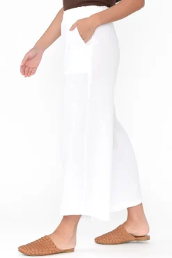 Pants<Threadz Byron White Cotton Pocket Pant