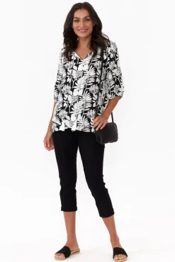 Sleeved Tops<Willow Tree Cahill Black Garden Tassel Tie Top