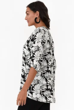 Sleeved Tops<Willow Tree Cahill Black Garden Tassel Tie Top